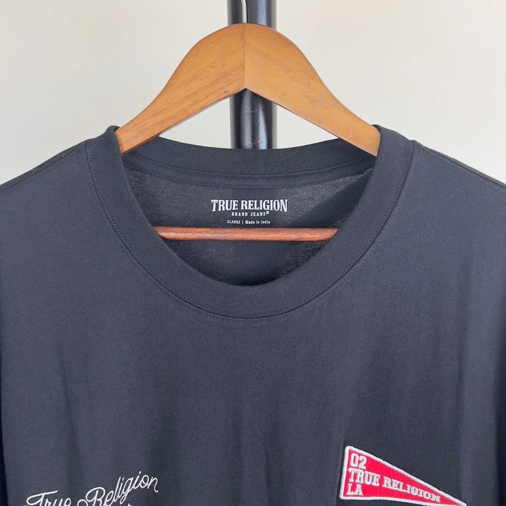 NWT True Religion Mens Black SS Uni Logo Graphic Tee Shirt XL Buddha